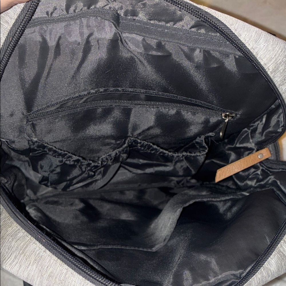 Eddie Bauer Two-Tone Gray and Tan Baby Backpack - Picture 3 of 8